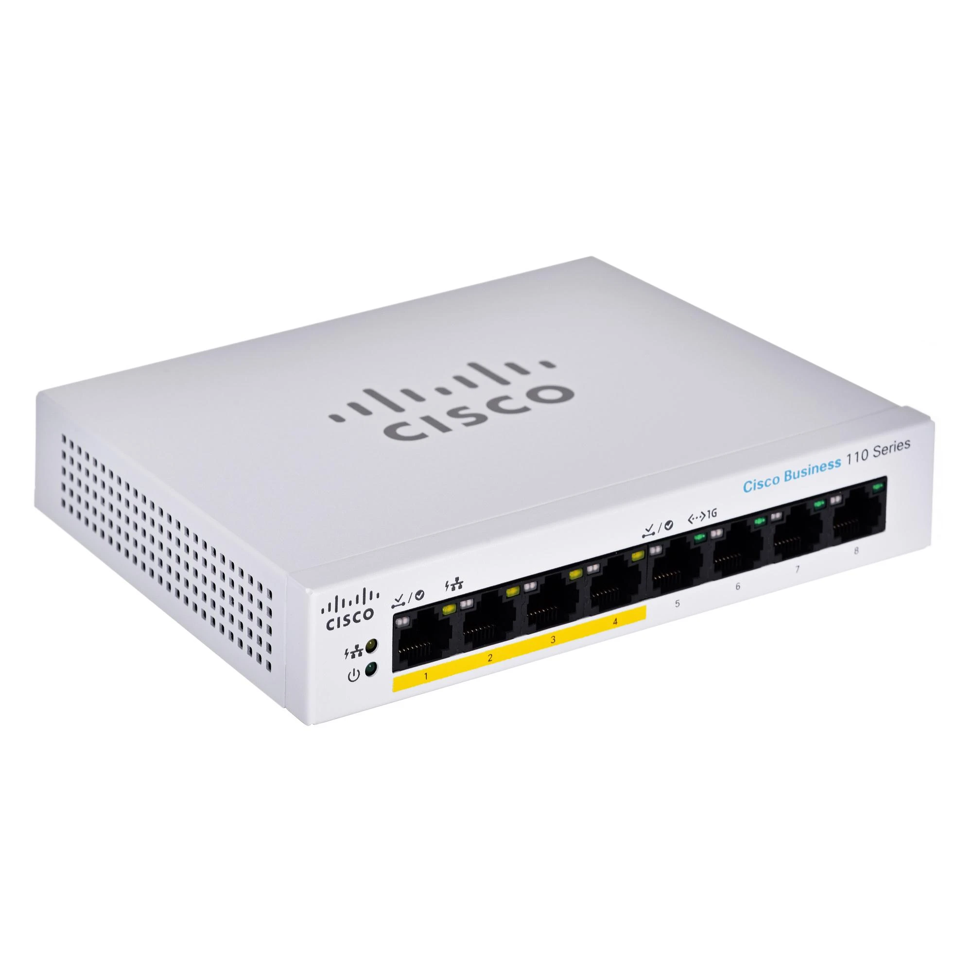 Šakotuvas Cisco CBS110 nevaldomas 8 prievadų GE, dalinis PoE, darbalaukis, išorinis PS