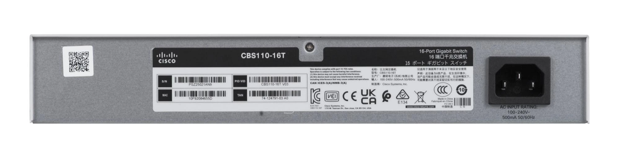 Šakotuvas Cisco CBS110 nevaldomas 16 prievadų GE