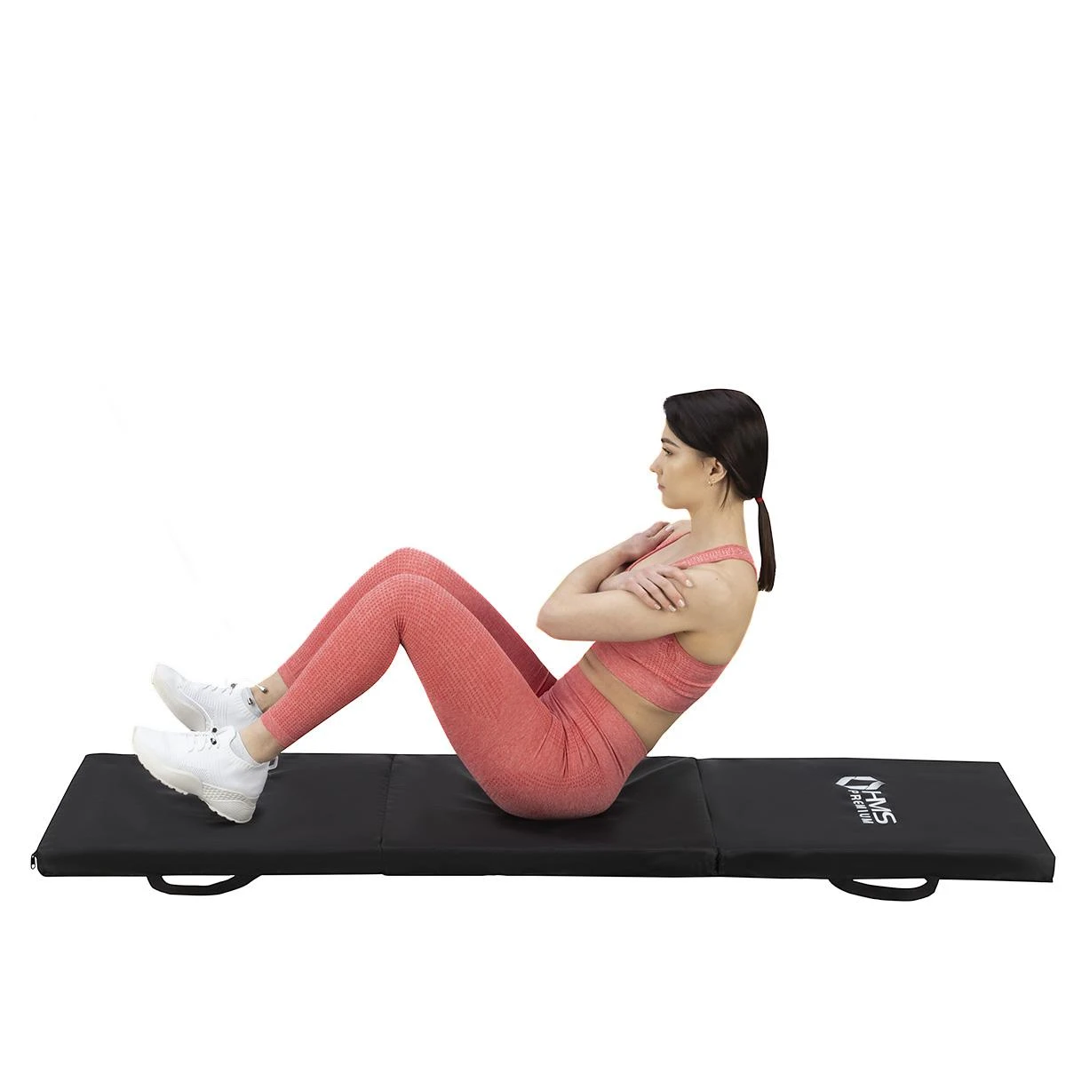 Sulankstomas gimnastikos kilimėlis HMS Premium MGS02 1800x600mm, juodas