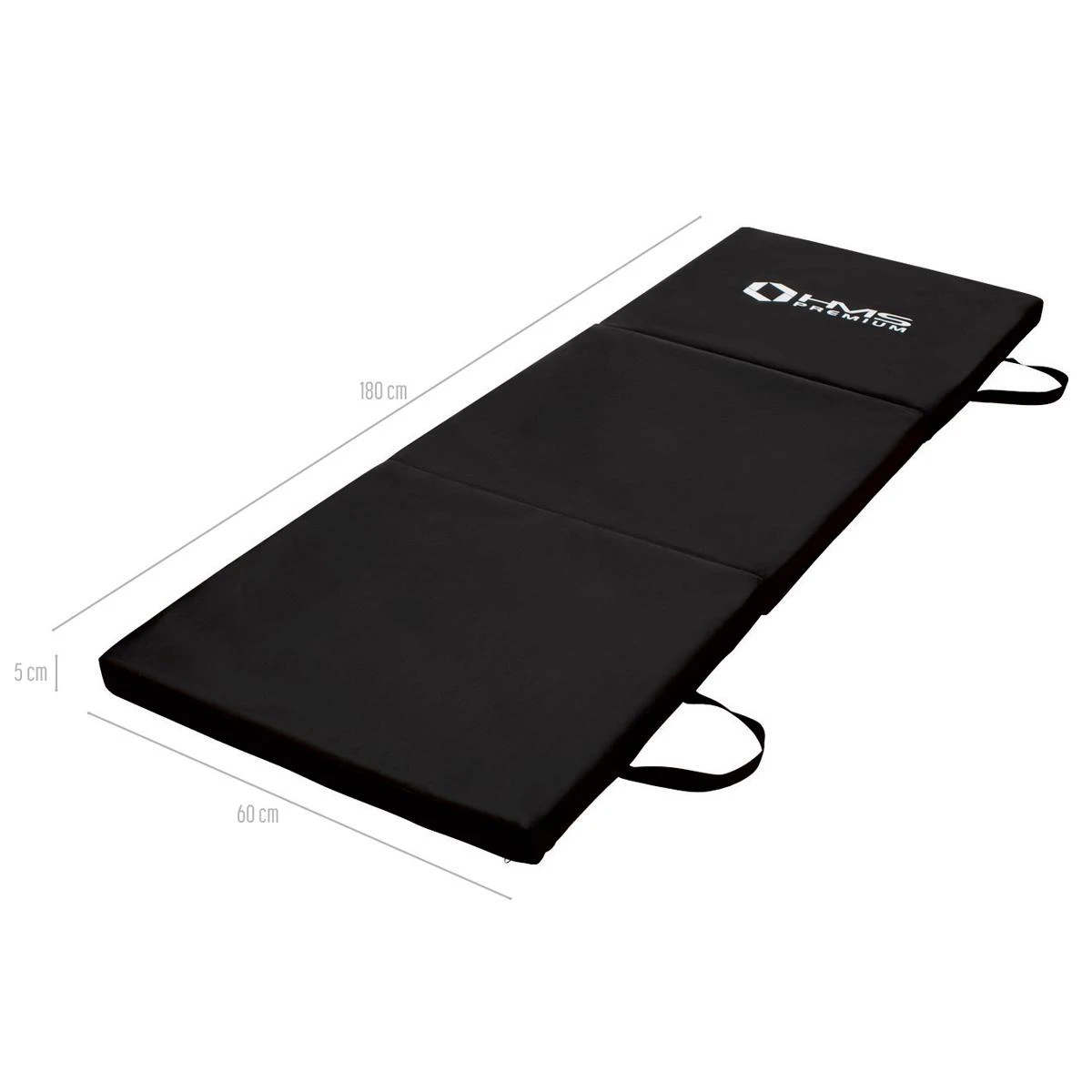 Sulankstomas gimnastikos kilimėlis HMS Premium MGS02 1800x600mm, juodas