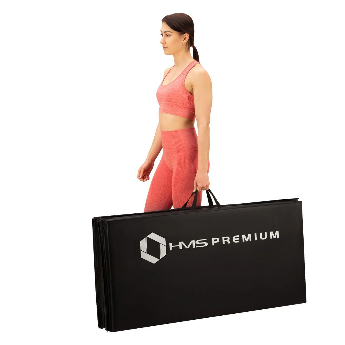 Sulankstomas gimnastikos kilimėlis HMS Premium MGS01 2400x1200mm, juodas
