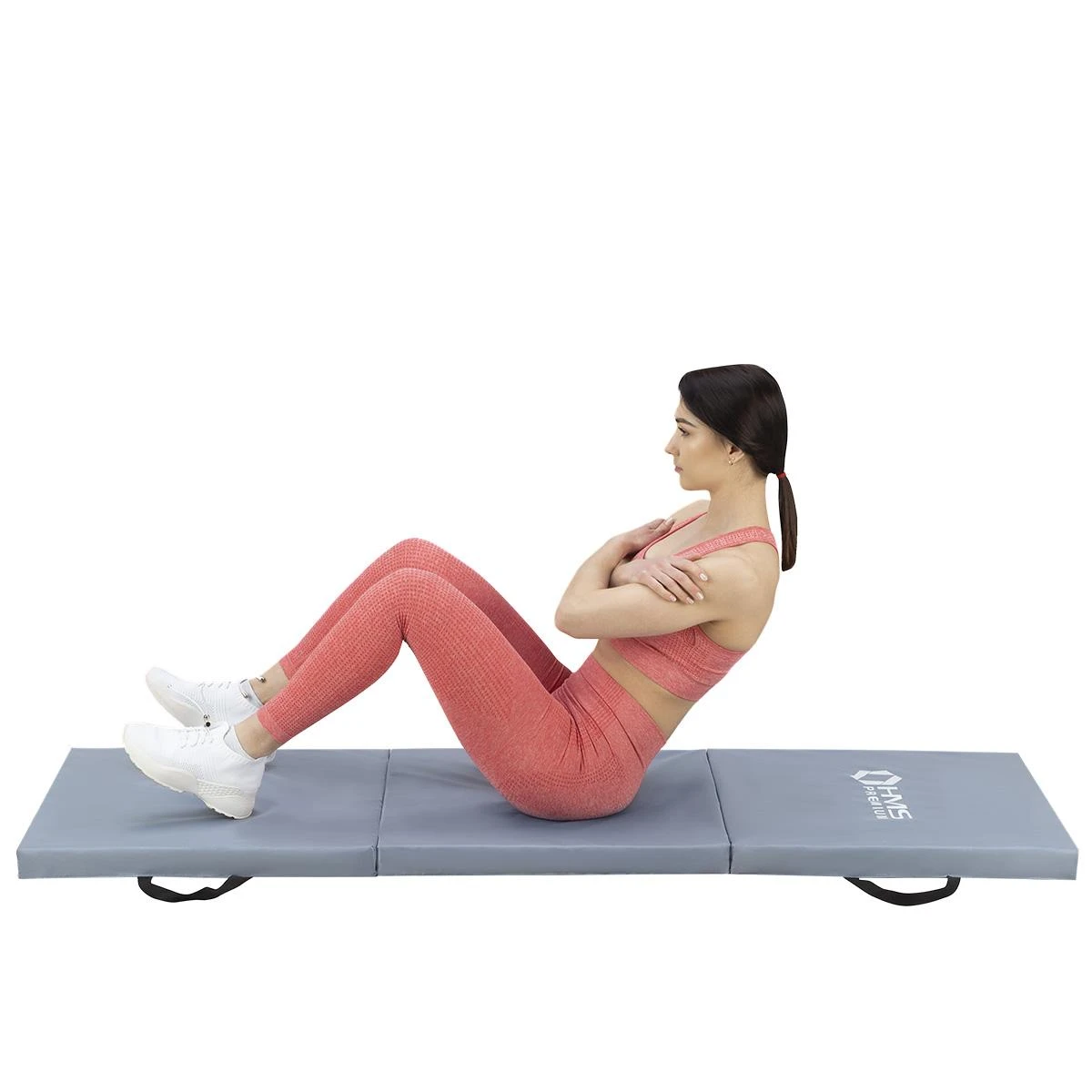 Sulankstomas gimnastikos kilimėlis HMS Premium MGS02 1800x600mm, pilkas