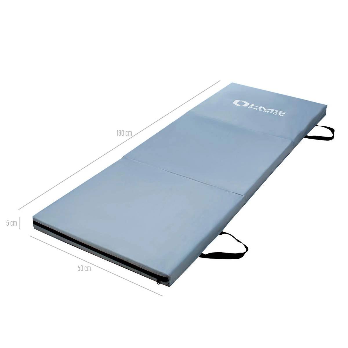 Sulankstomas gimnastikos kilimėlis HMS Premium MGS02 1800x600mm, pilkas
