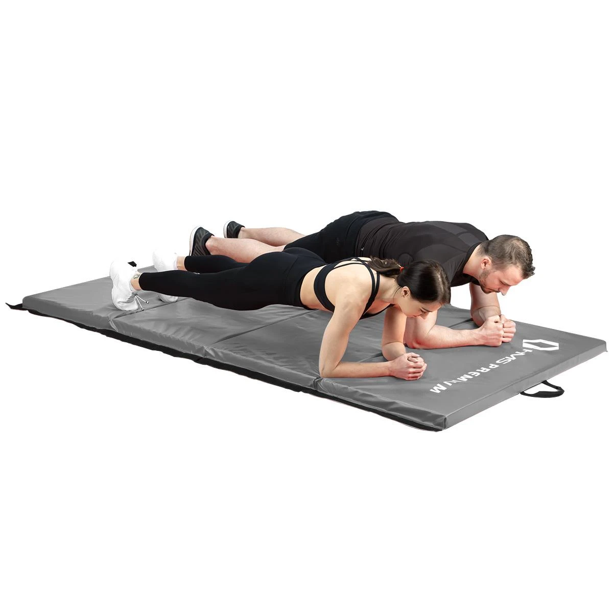 Sulankstomas gimnastikos čiužinys HMS Premium MGS01, 2400x1200mm, pilkas