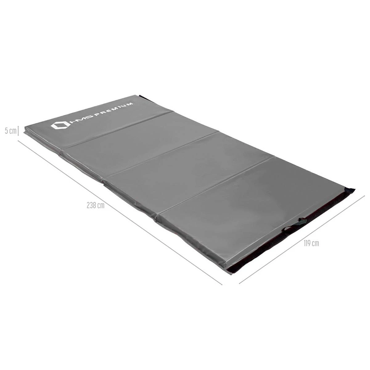 Sulankstomas gimnastikos čiužinys HMS Premium MGS01, 2400x1200mm, pilkas