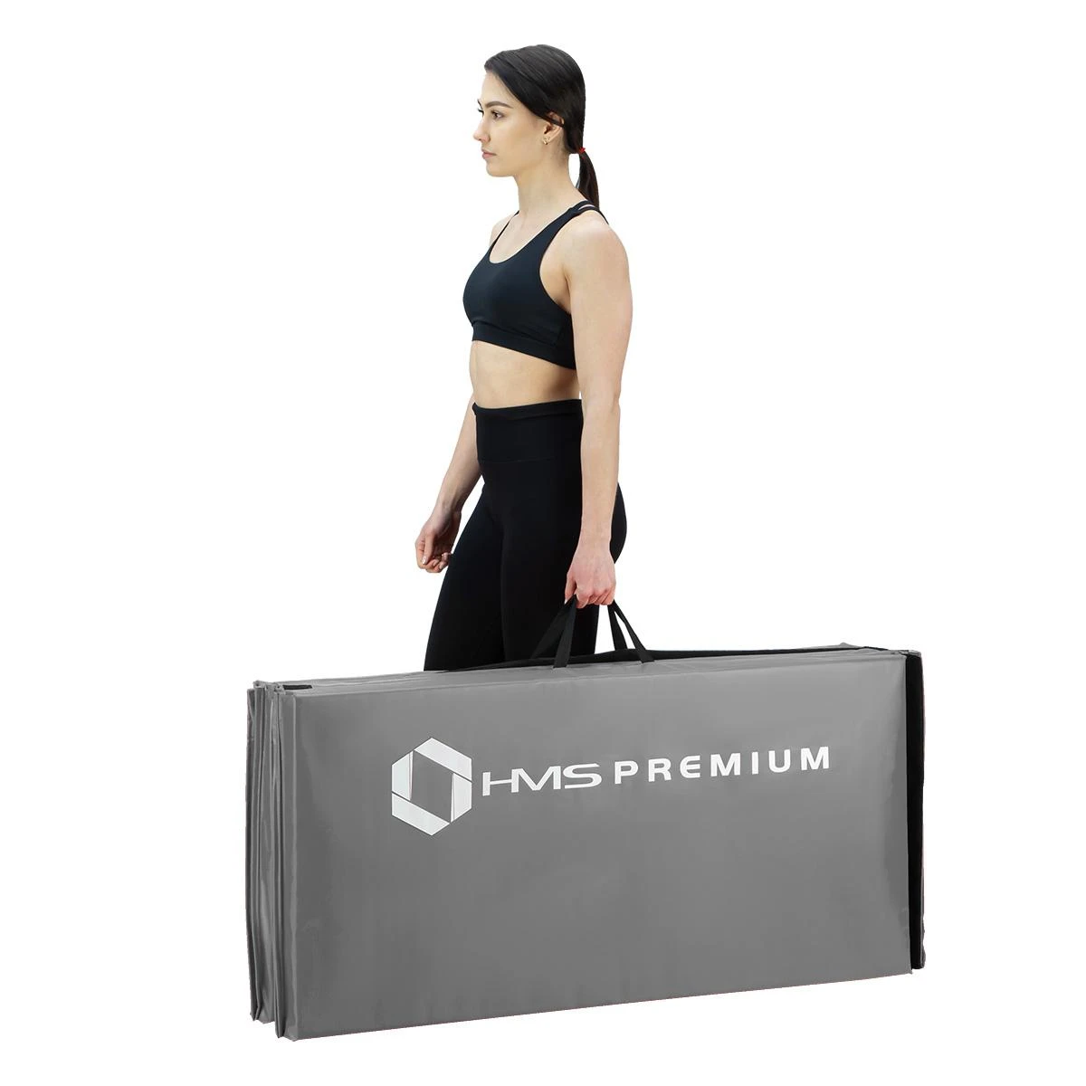 Sulankstomas gimnastikos čiužinys HMS Premium MGS01, 2400x1200mm, pilkas