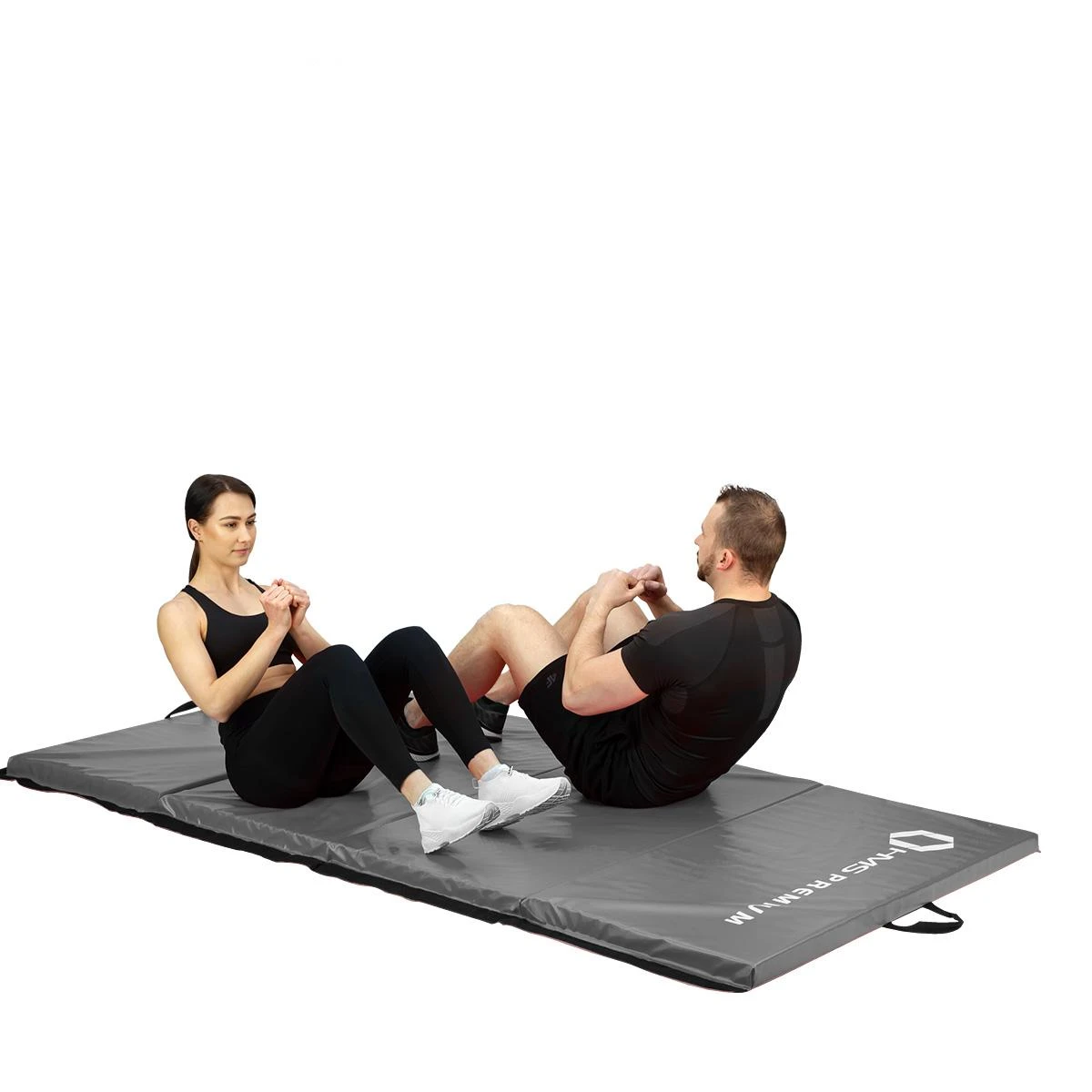 Sulankstomas gimnastikos čiužinys HMS Premium MGS01, 2400x1200mm, pilkas