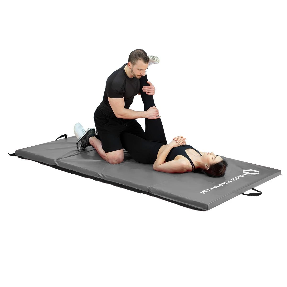 Sulankstomas gimnastikos čiužinys HMS Premium MGS01, 2400x1200mm, pilkas