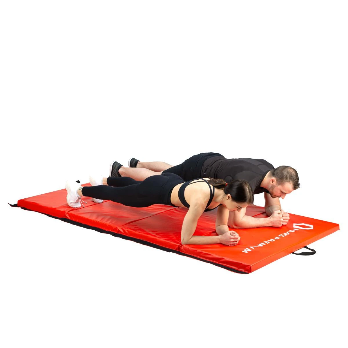 Sulankstomas gimnastikos kilimėlis HMS Premium MGS01 2400x1200mm, raudonas