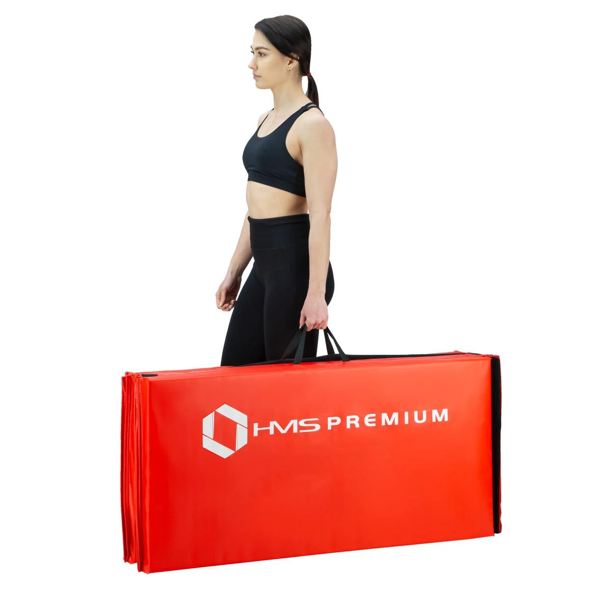 Sulankstomas gimnastikos kilimėlis HMS Premium MGS01 2400x1200mm, raudonas