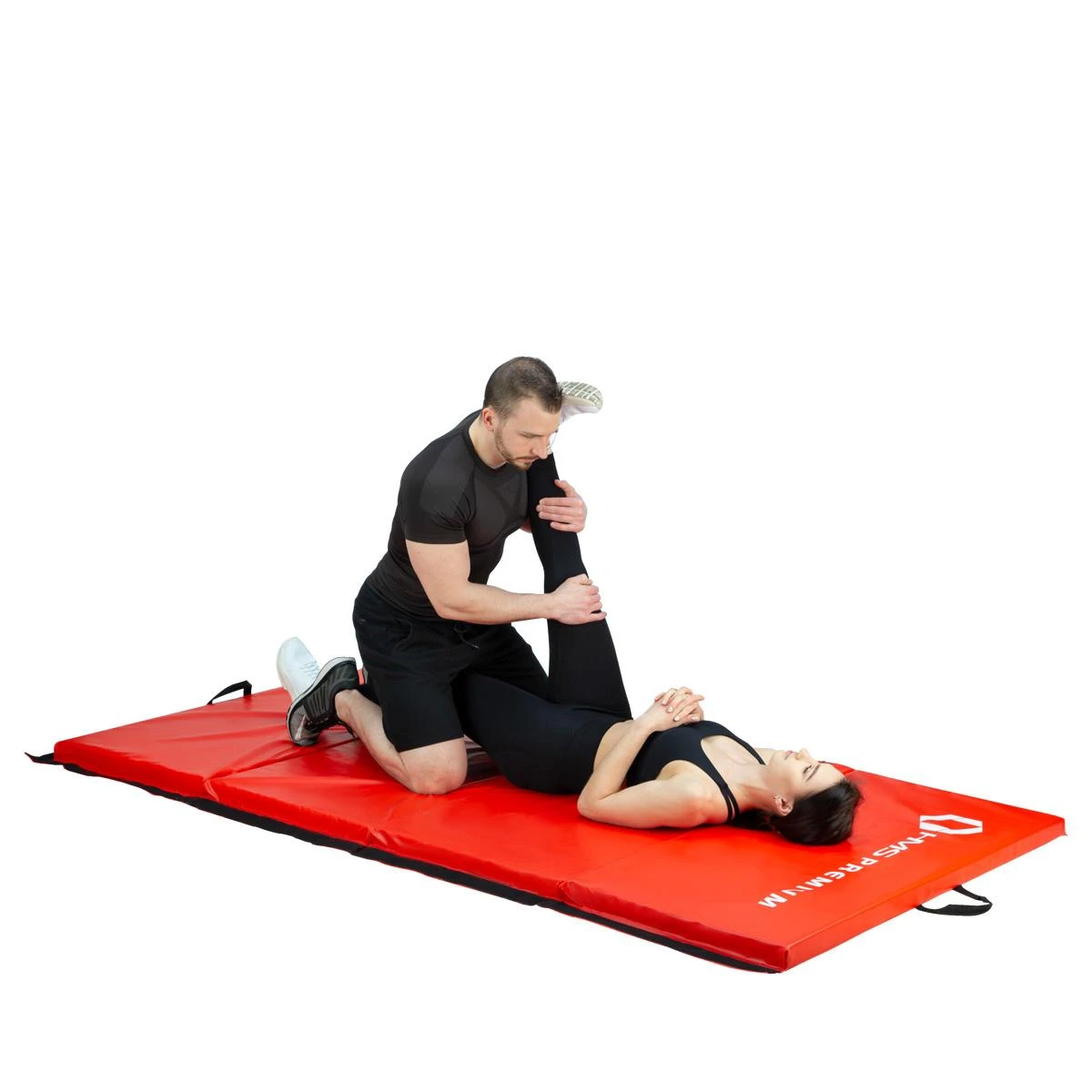 Sulankstomas gimnastikos kilimėlis HMS Premium MGS01 2400x1200mm, raudonas