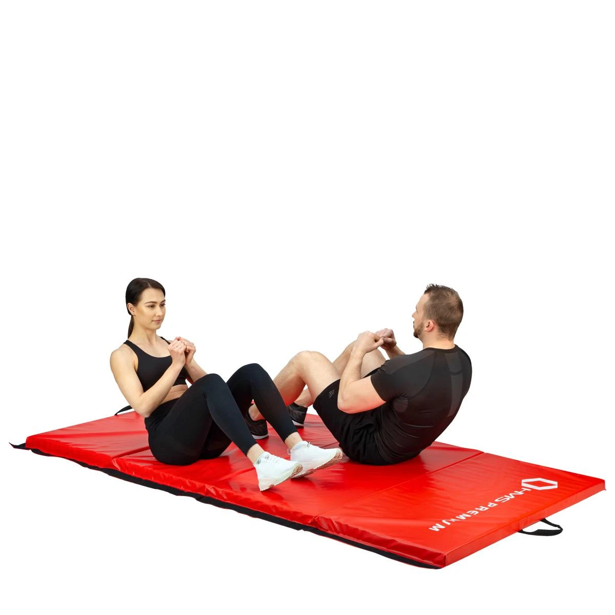 Sulankstomas gimnastikos kilimėlis HMS Premium MGS01 2400x1200mm, raudonas