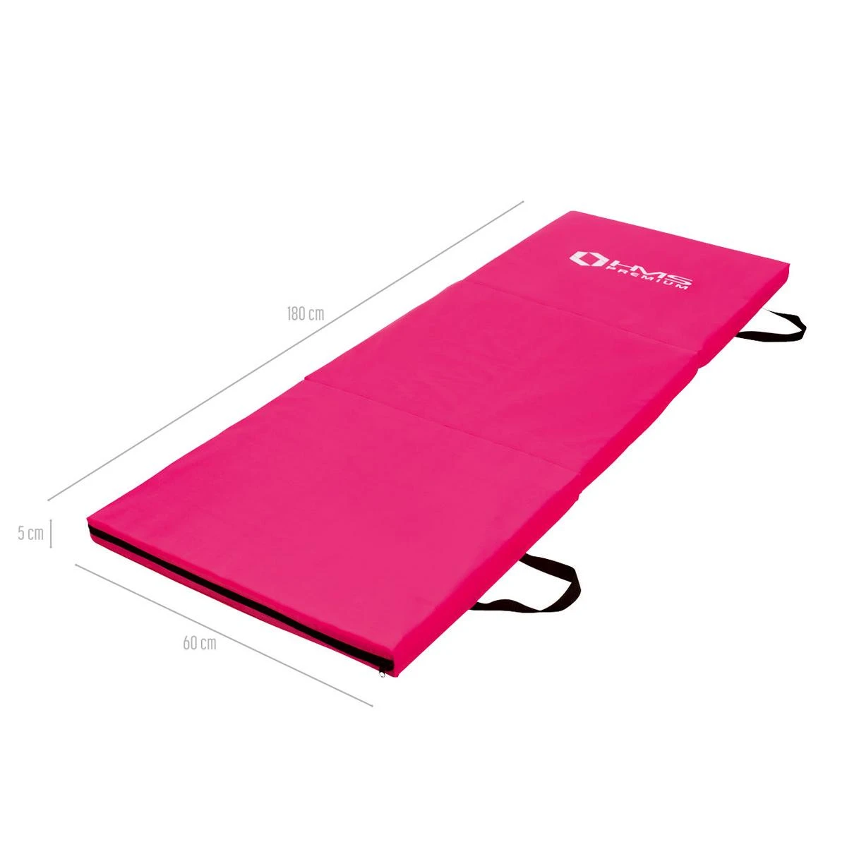 Sulankstomas gimnastikos kilimėlis HMS Premium MGS02 1800x600mm, rožinis