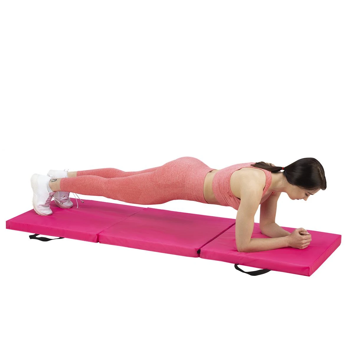 Sulankstomas gimnastikos kilimėlis HMS Premium MGS02 1800x600mm, rožinis