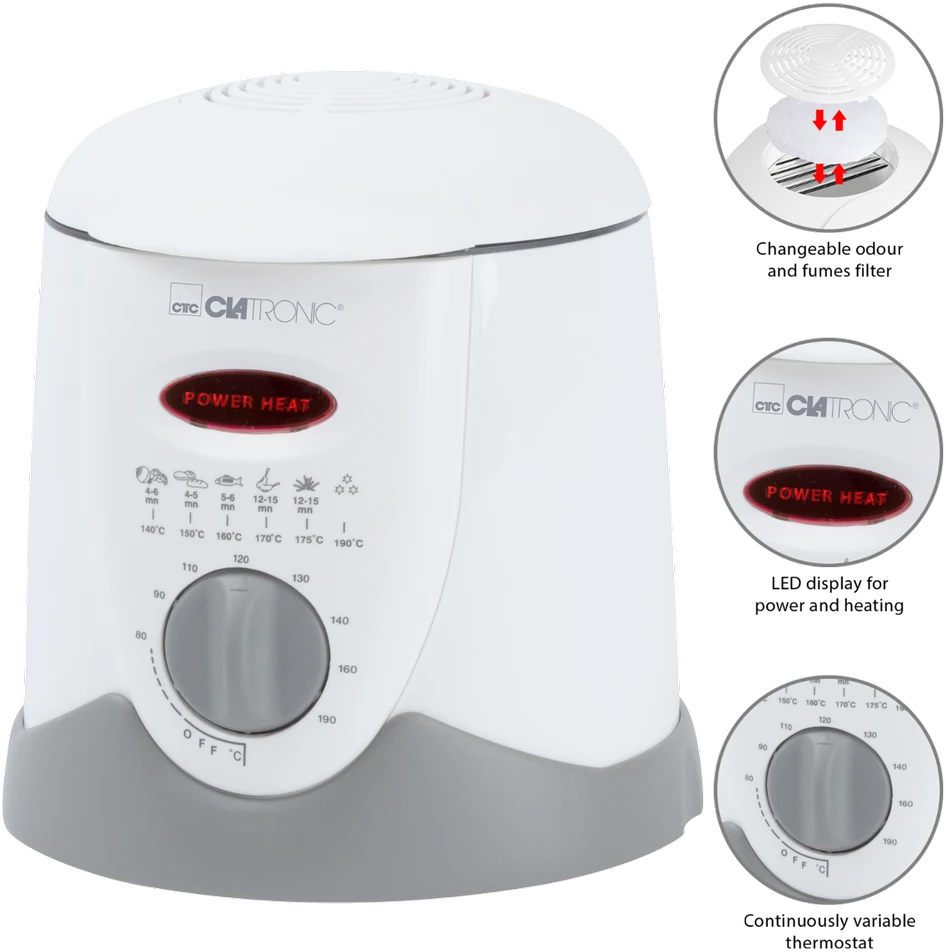 Clatronic Fondue gruzdintuvė FFR 2916 balta/pilka