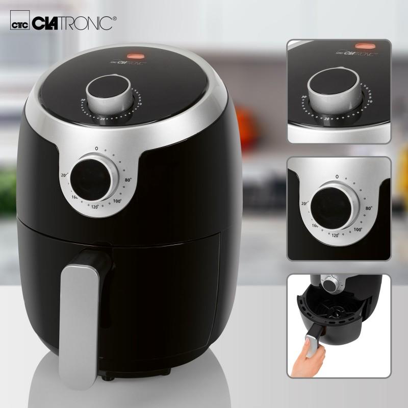 Friteuse à air chaud Clatronic FR 3769 H 1000 W Noir et argent - Friteuse