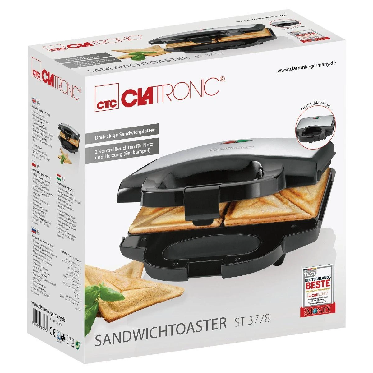 Sumuštinių keptuvas Sumuštinių Keptuvė - Clatronic ST 3778 750 W, Juoda