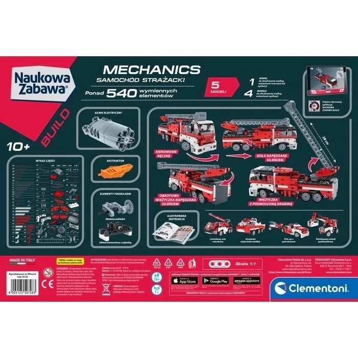 Konstrukcinis rinkinys Mechanikos laboratorija - Gaisrinis automobilis - Clementoni 50728