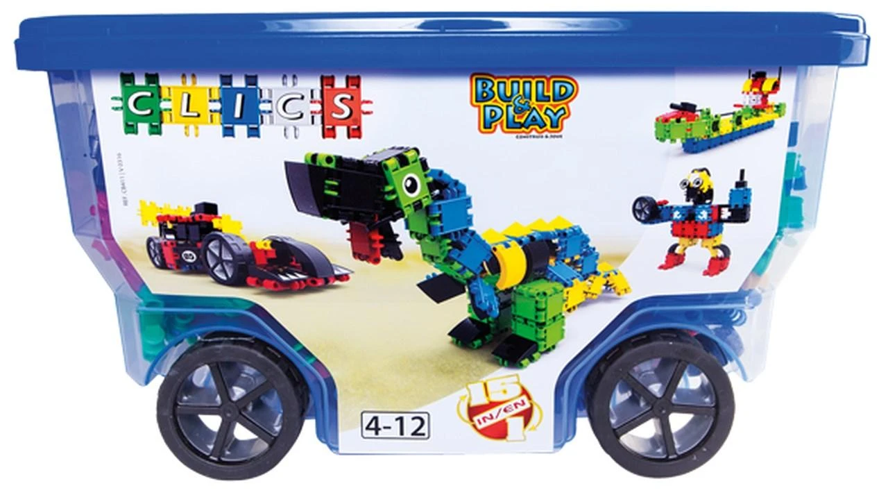 Clics toys Konstruktorius - CLICS CB411 Rollerbox 15in1 377 Multicolour dalių