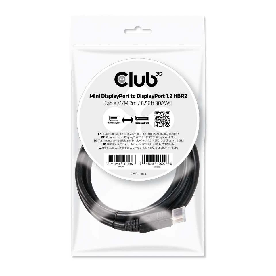CLUB 3D CAC-2163 Mini DisplayPort į DisplayPort 1,2 M/M 2 m 4K60Hz