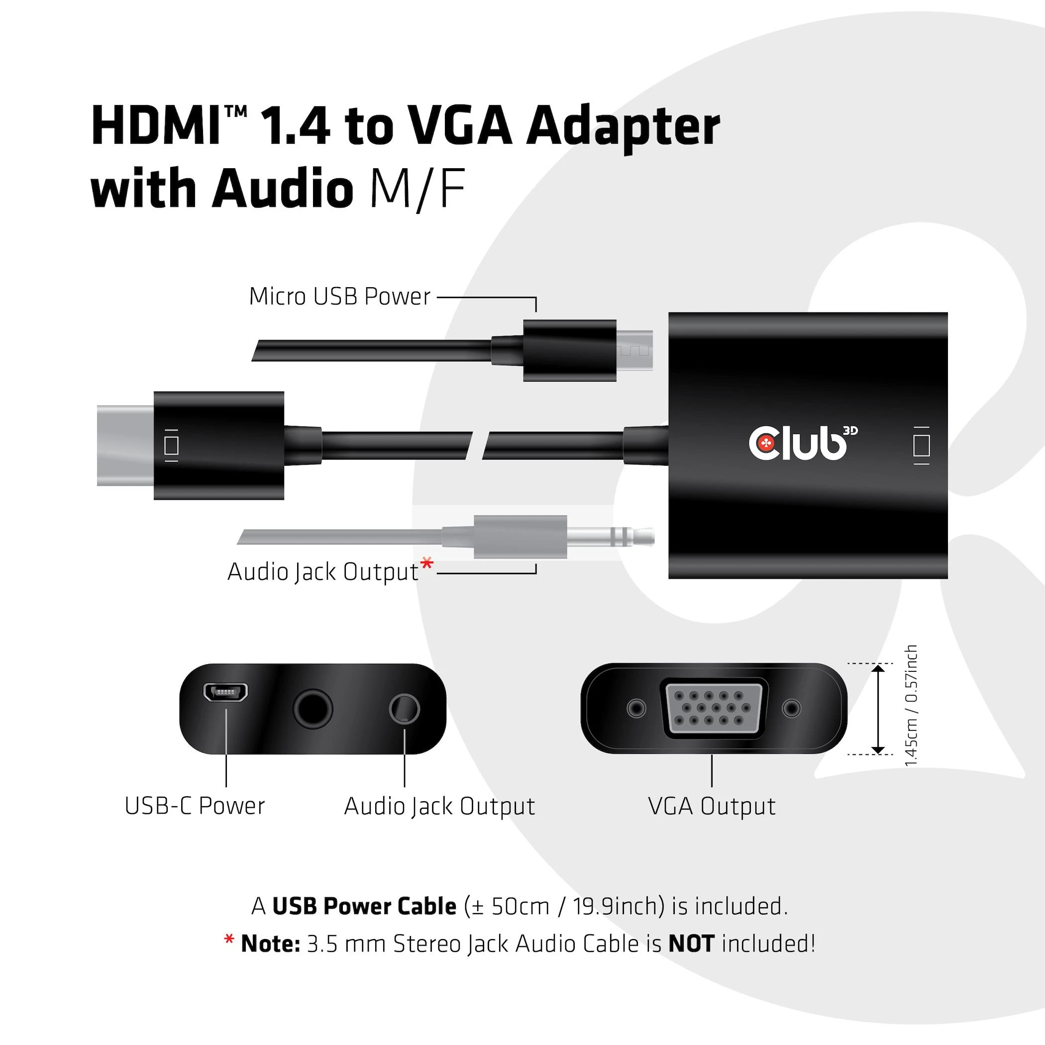 Club 3D CLUB3D CAC-1302 HDMI į VGA sumažinimas