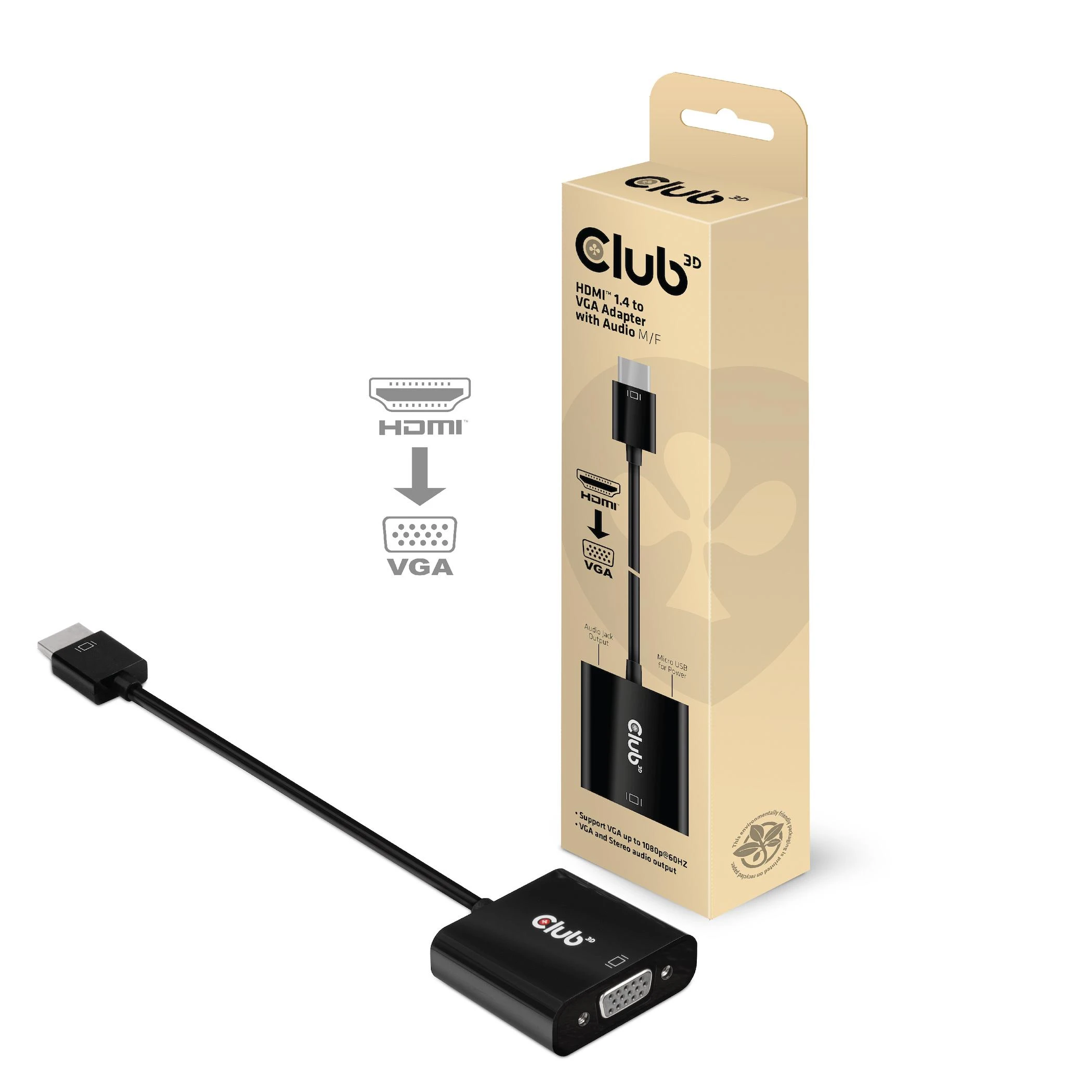 Club 3D HDMI į VGA adapteris su pakuote