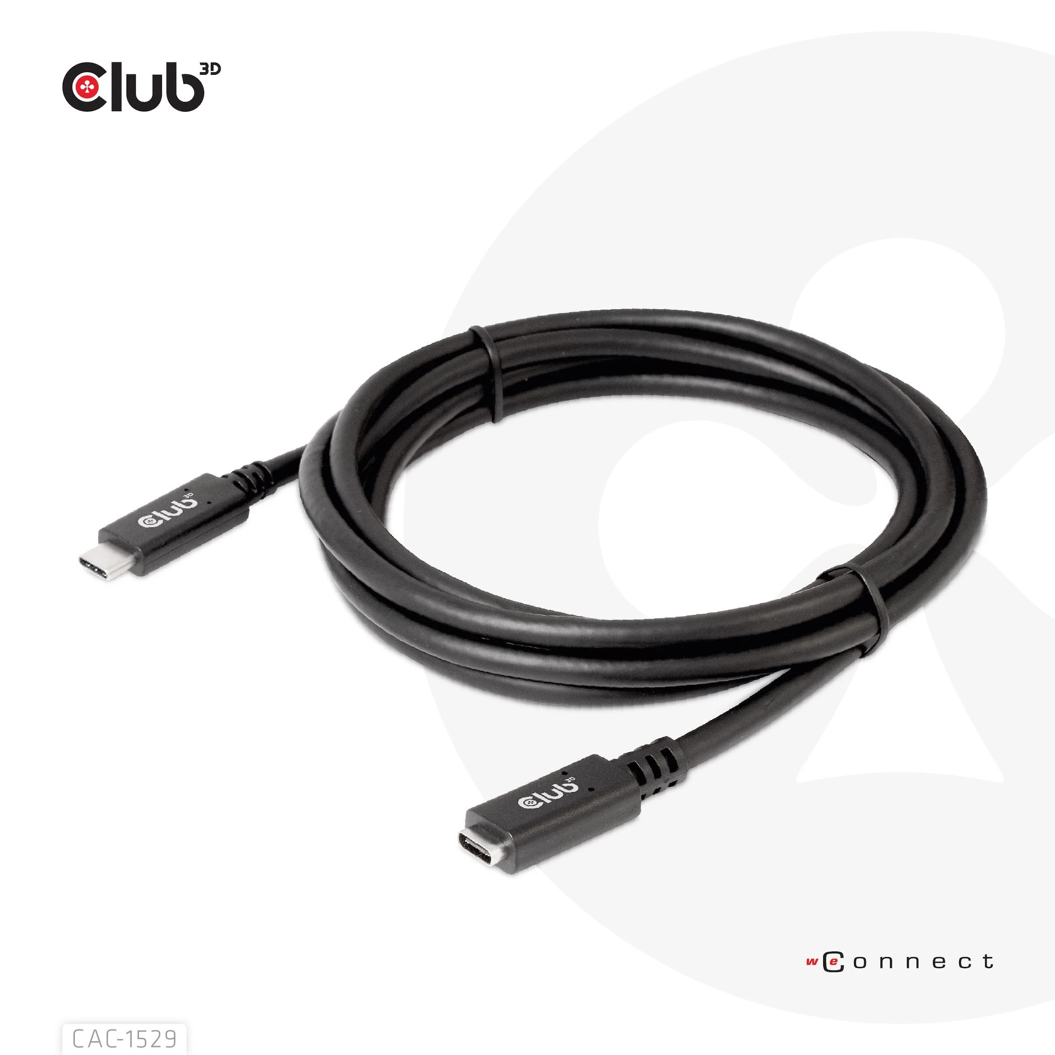 Club 3D CLUB3D CAC-1529 USB Gen1 Type-C ilgintuvas 5Gbps 60W (20V/3A) 4K60Hz M/F 2m