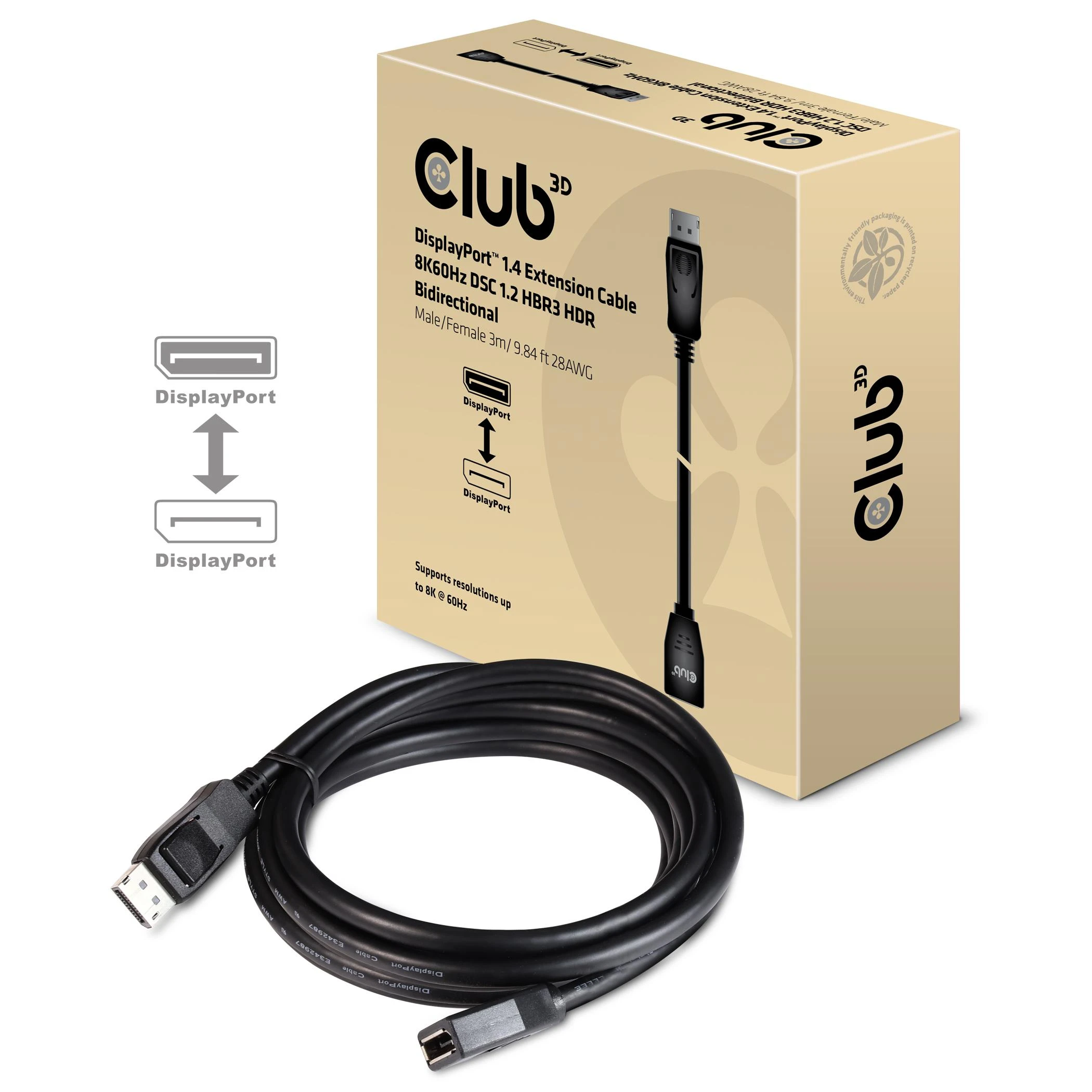 DisplayPort 1.4 ilginamasis laidas pakuotėje