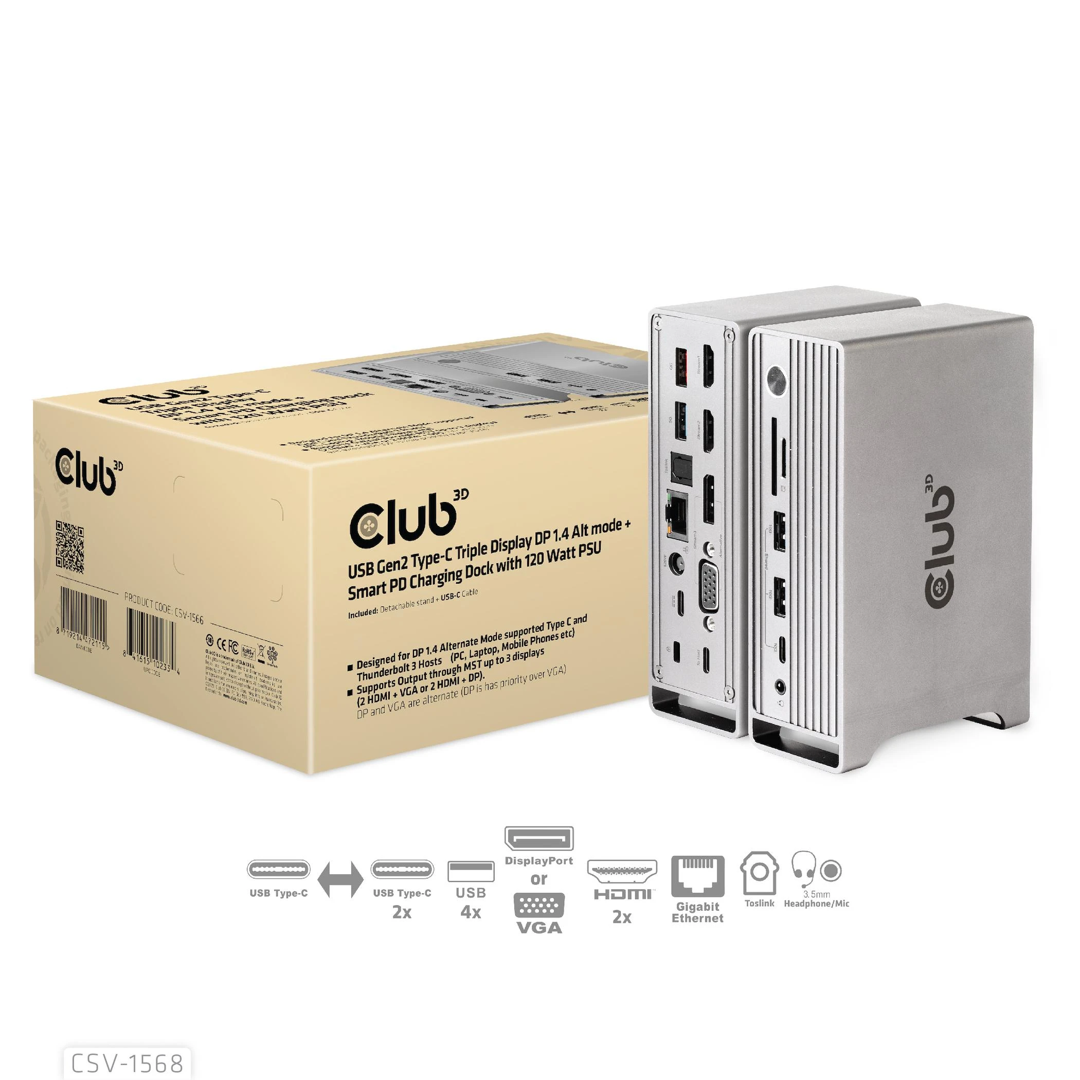 Club 3D USB-C ryšių stotelė su pakuote