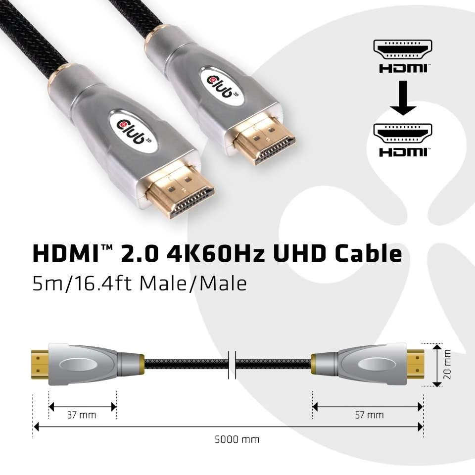 CLUB 3D HDMI 2.0 4K60Hz UHD kabelis 5m