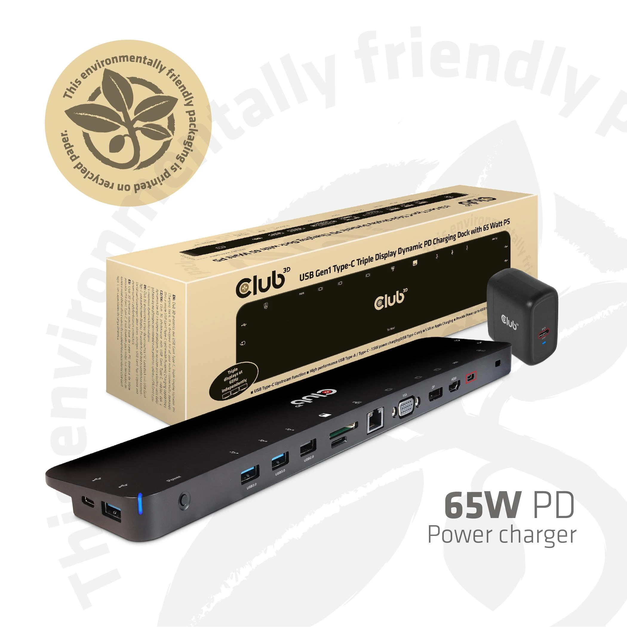 Club 3D įkrovimo dokas USB-C (CSV-1564W65)
