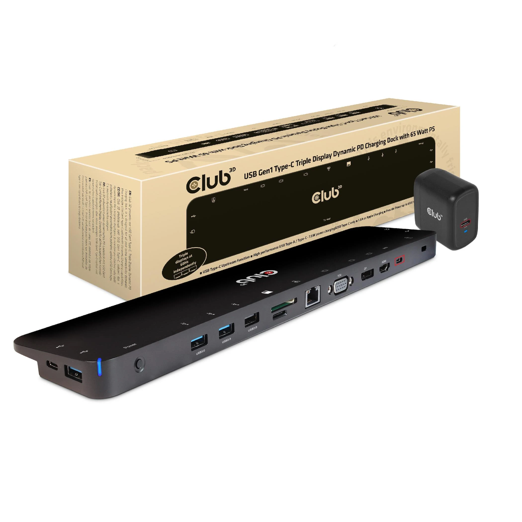 Club 3D įkrovimo dokas USB-C (CSV-1564W65)