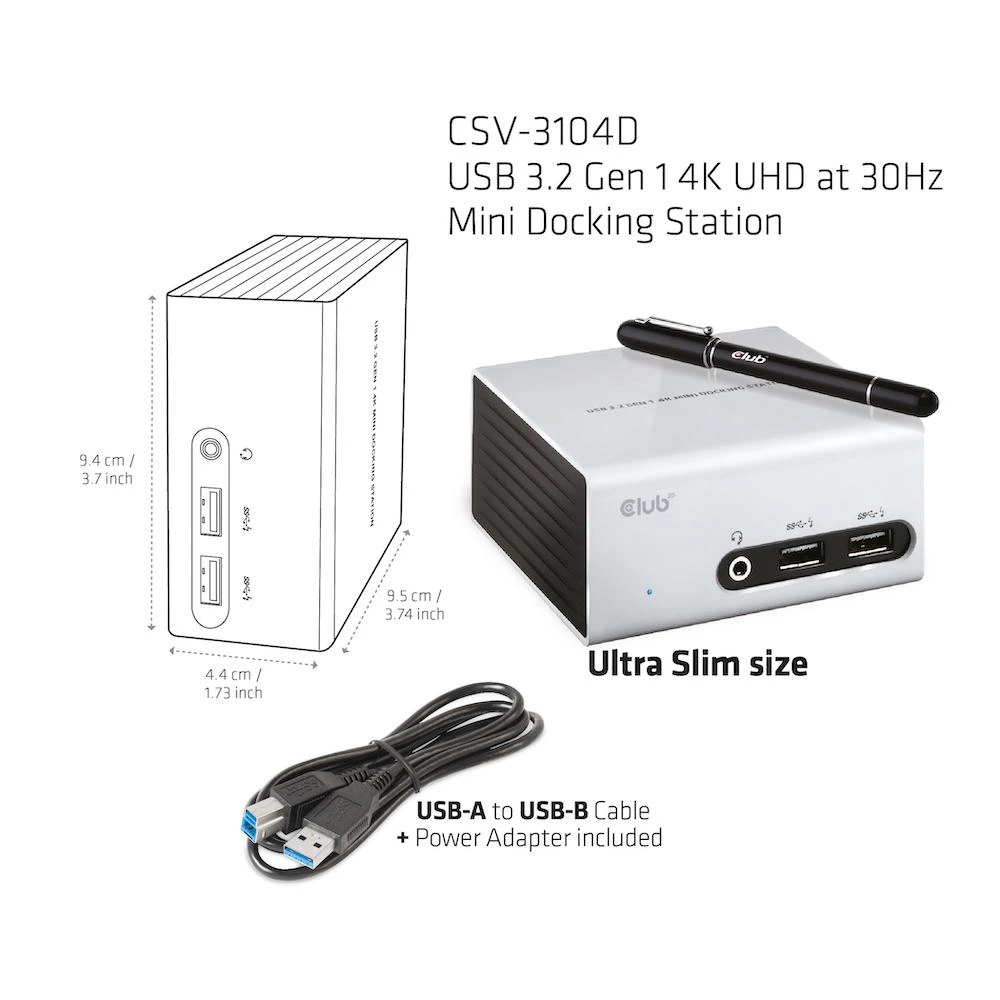 Club 3D CLUB3D SenseVision USB 3.0 4K UHD mini prijungimo stotis