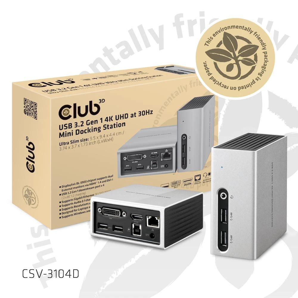 Club 3D CLUB3D SenseVision USB 3.0 4K UHD mini prijungimo stotis