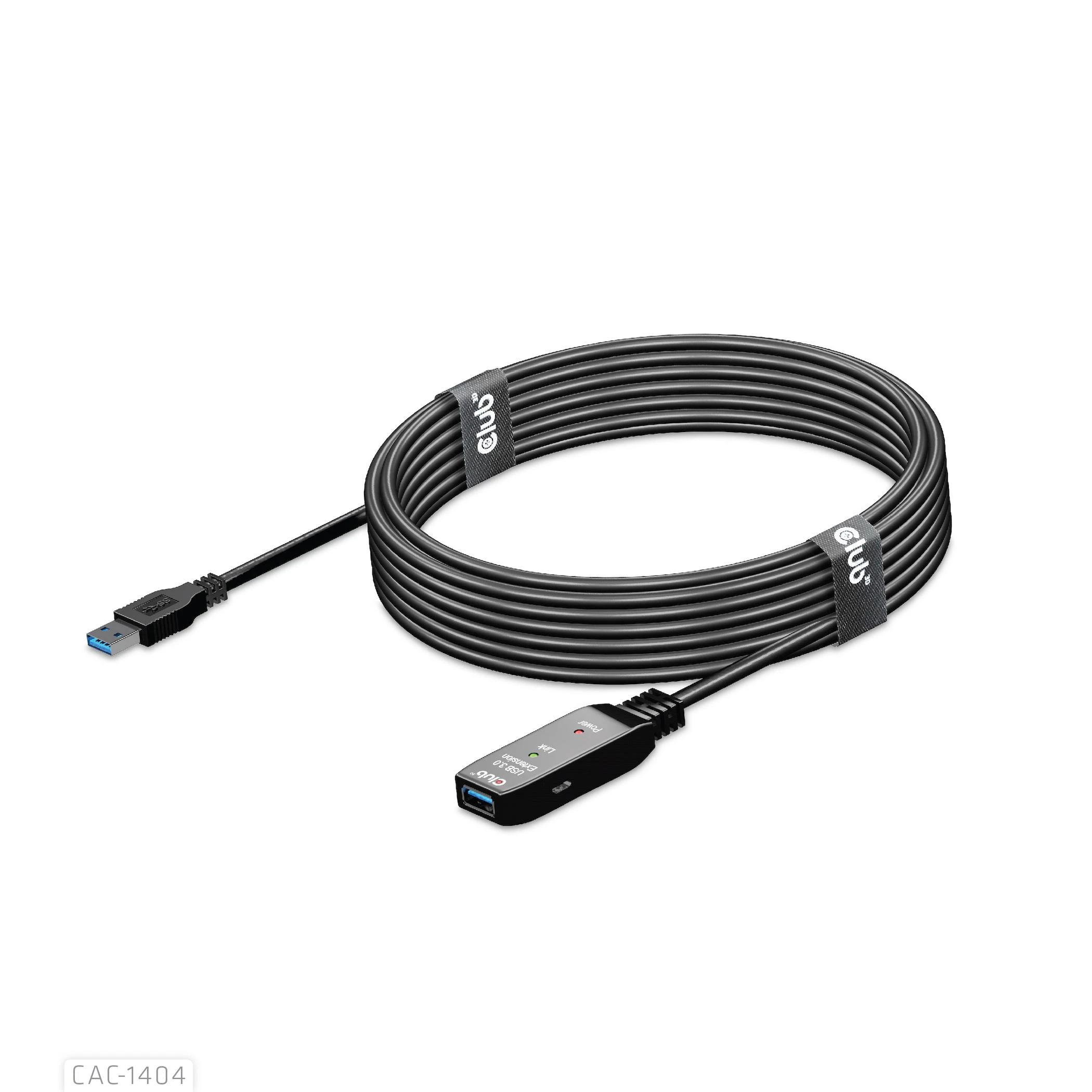 USB kabelis Club 3D USB-A - USB-A 5 m juoda (CAC- 1404)