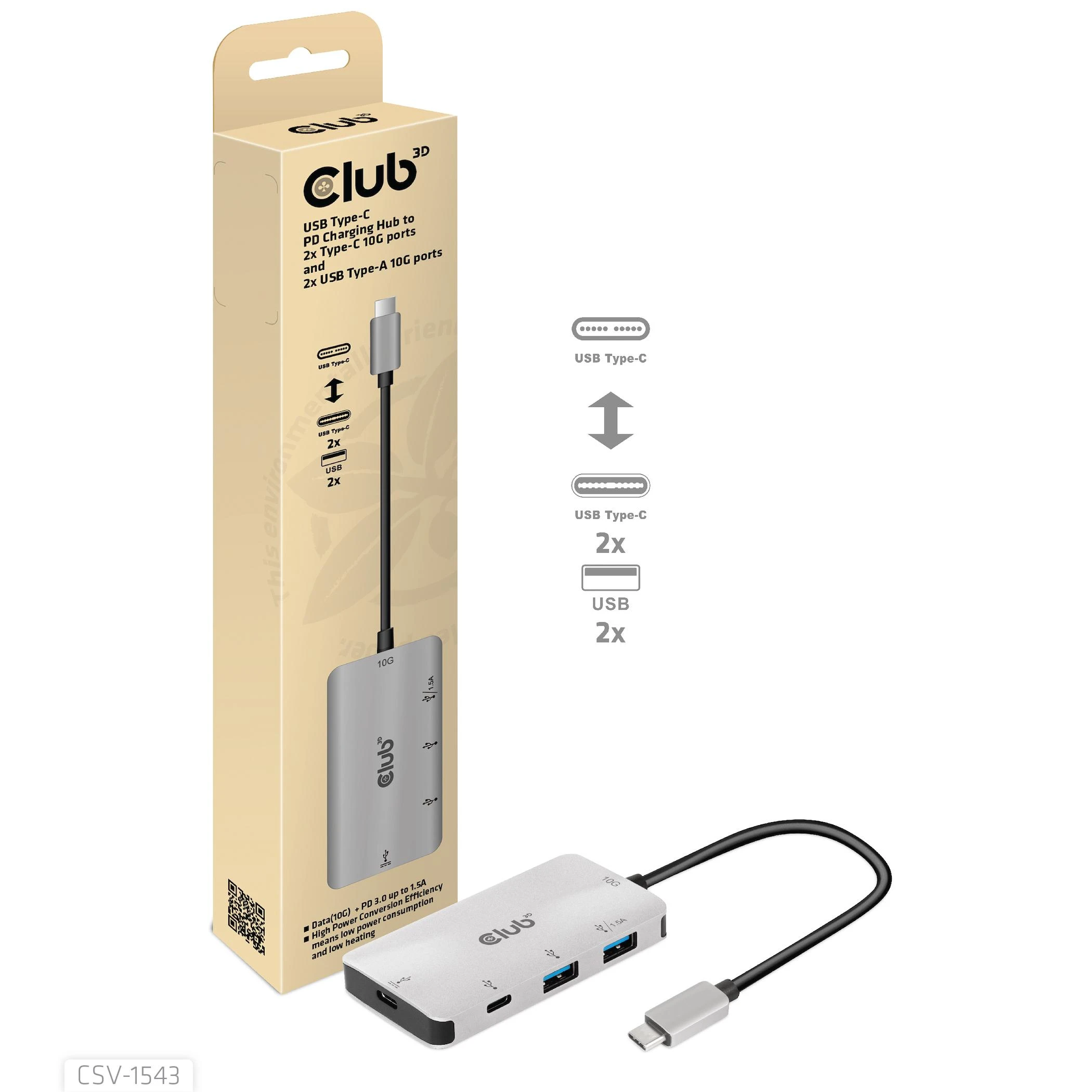 Club 3D USB-C PD Įkrovimo Hubas