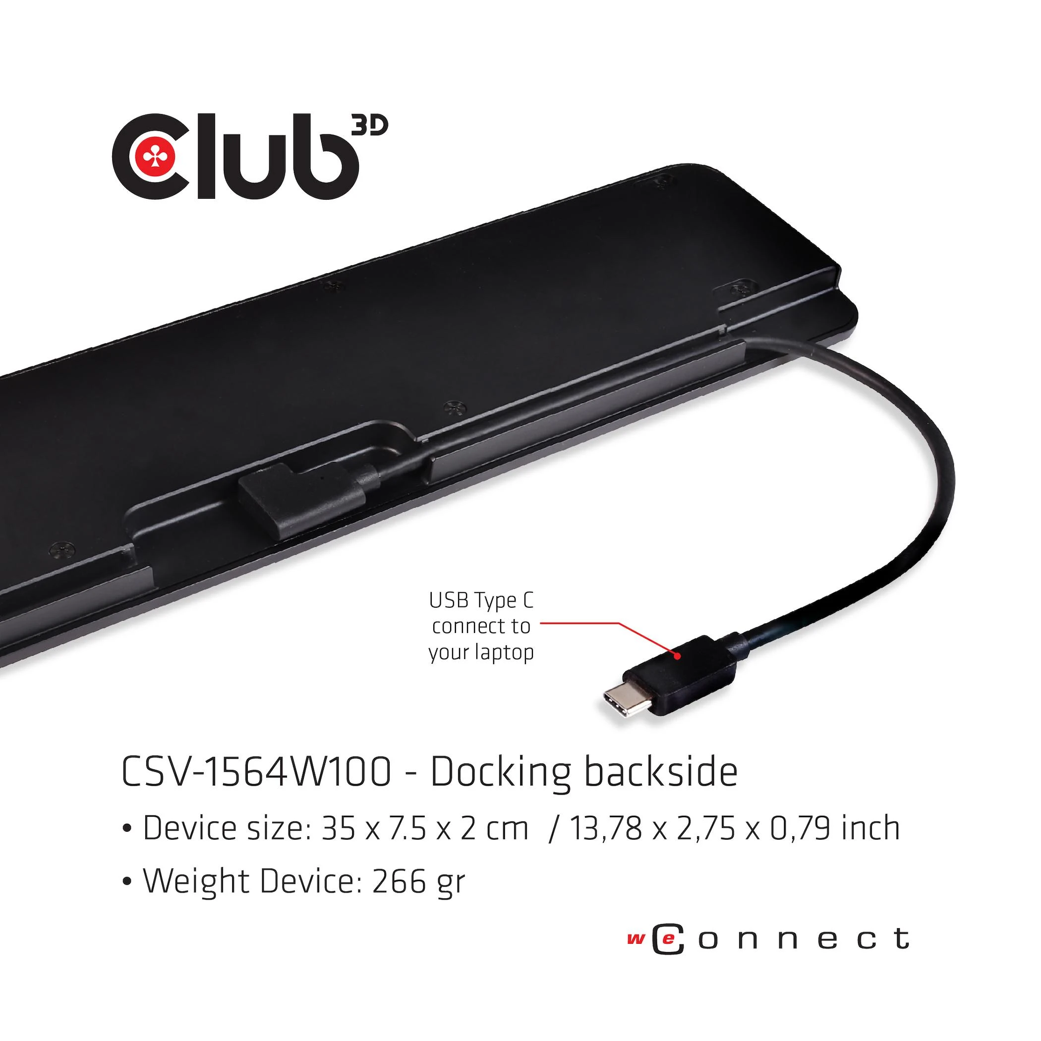 Club 3D Doko stotelė CLUB3D CSV-1564W100 USB 3.2 Gen 1 (3.1 Gen 1) Type-C Juodas