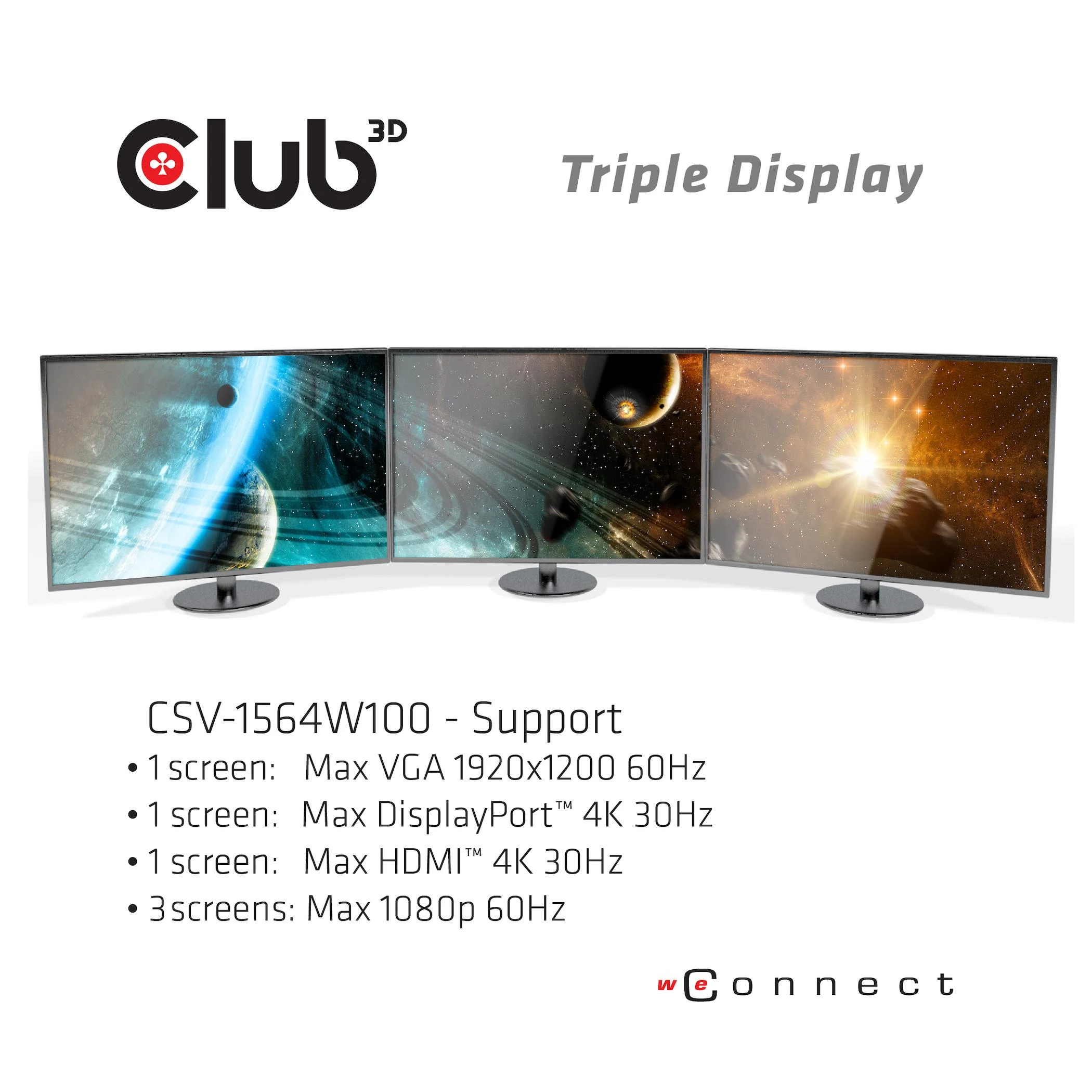 Club 3D Doko stotelė CLUB3D CSV-1564W100 USB 3.2 Gen 1 (3.1 Gen 1) Type-C Juodas