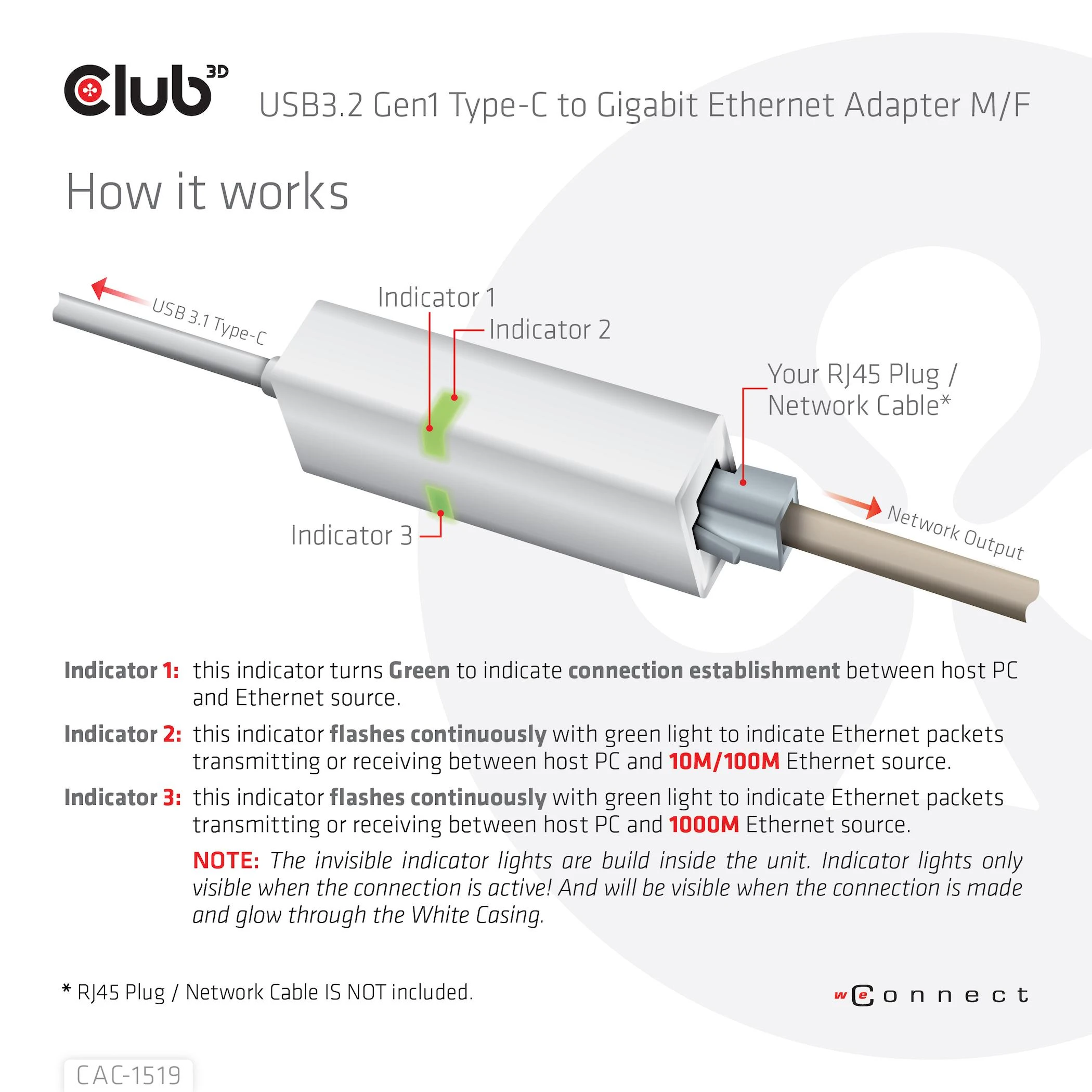 Club 3D USB-C tinklo adapteris – RJ-45 (CAC-1519)
