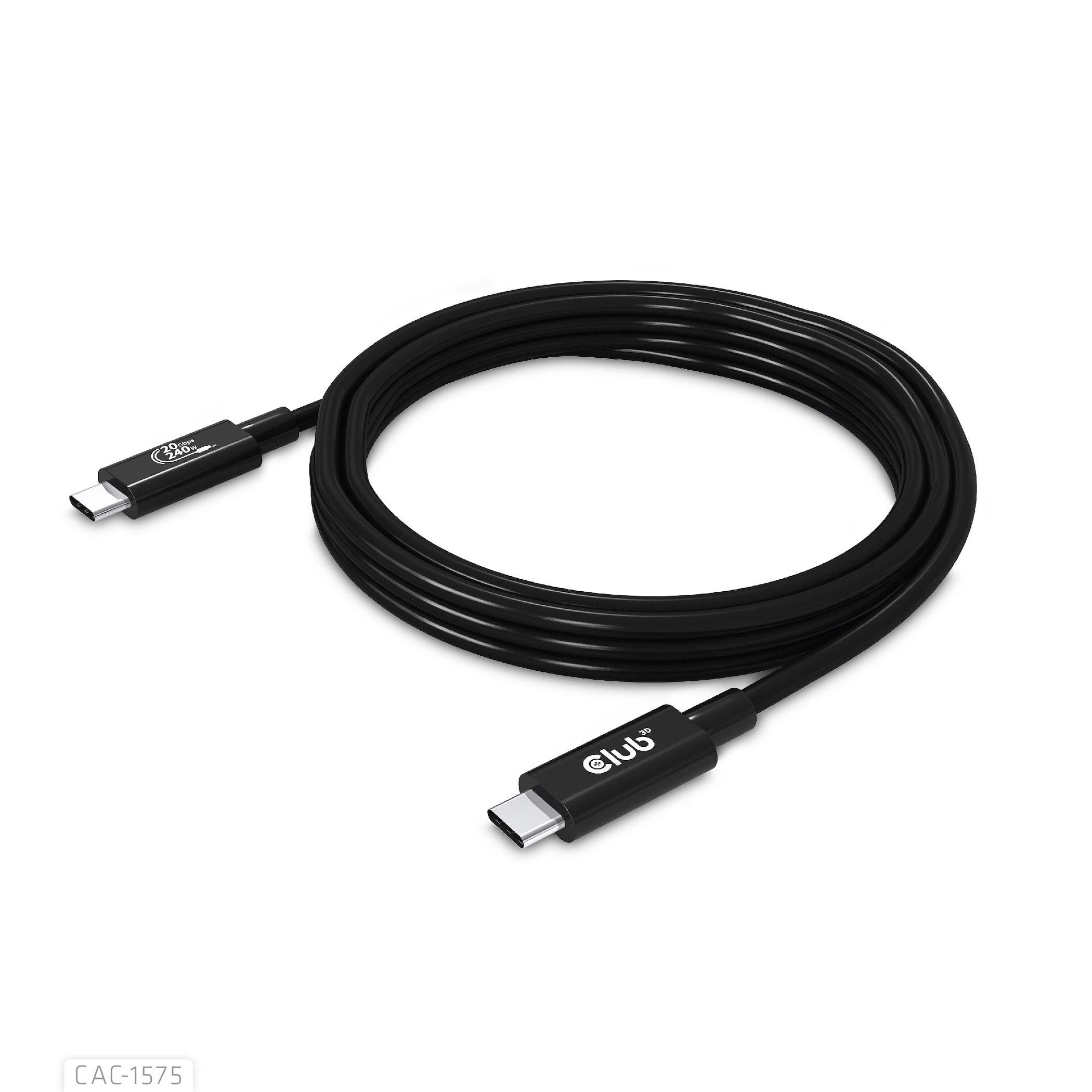 USB kabelis Club 3D USB-C - USB-C 2 m Juodas (CAC- 1575)