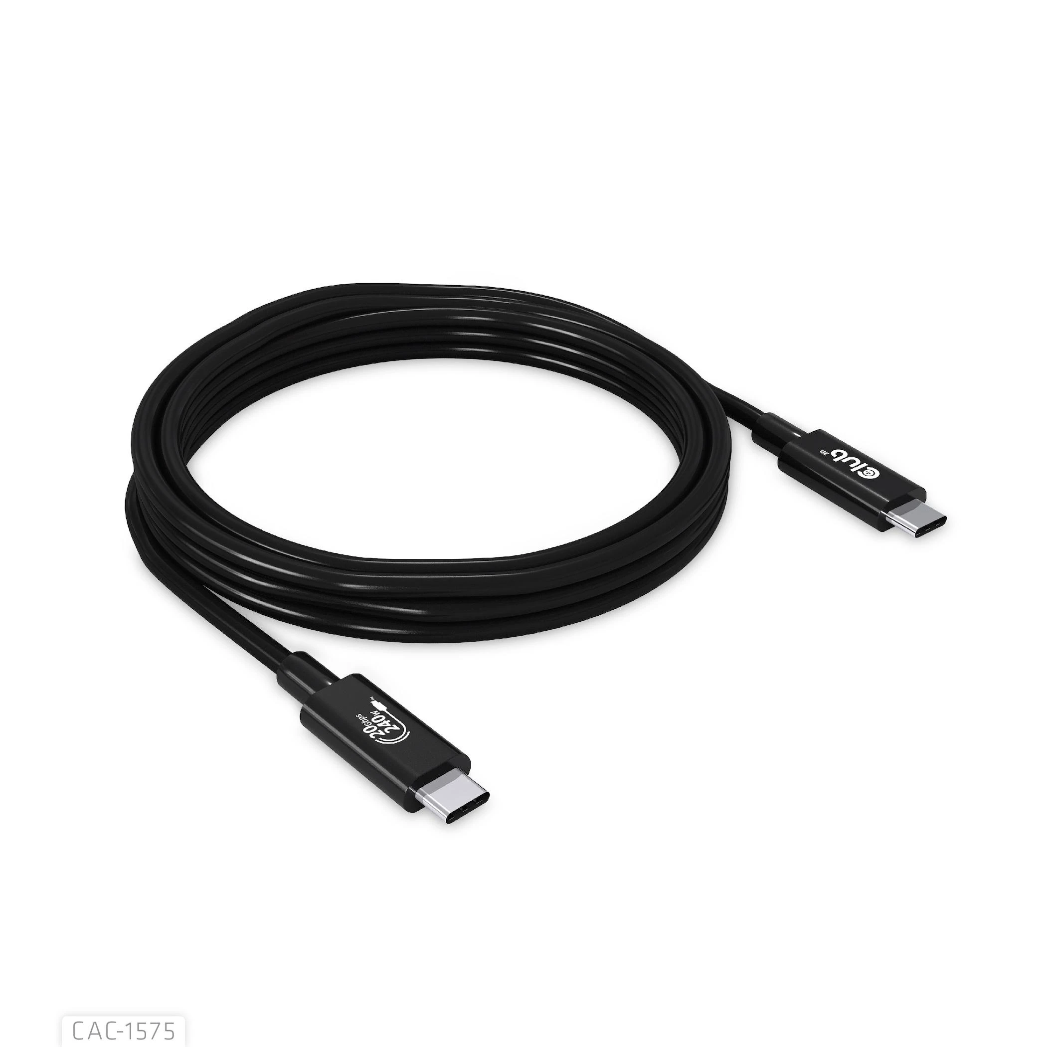 USB kabelis Club 3D USB-C - USB-C 2 m Juodas (CAC- 1575)