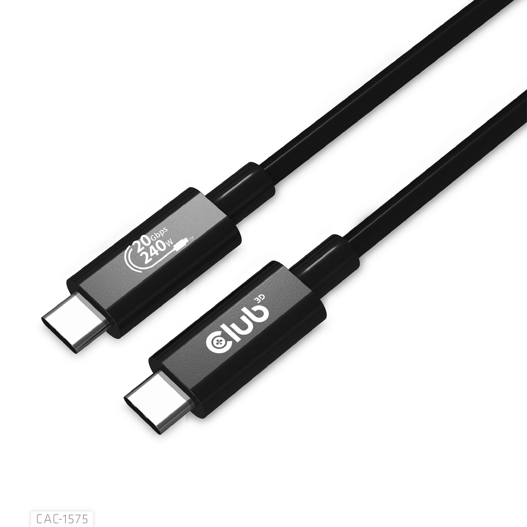 USB kabelis Club 3D USB-C - USB-C 2 m Juodas (CAC- 1575)