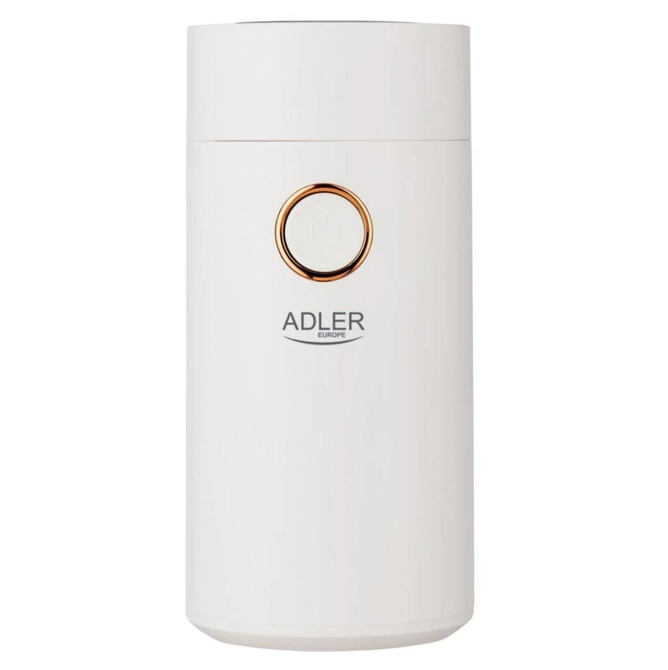 Kavamalė Adler | Kavos malūnėlis | AD4446wg | 150 W | Kavos pupelių talpa 75 g | Dangčio apsauginis jungiklis | Baltas