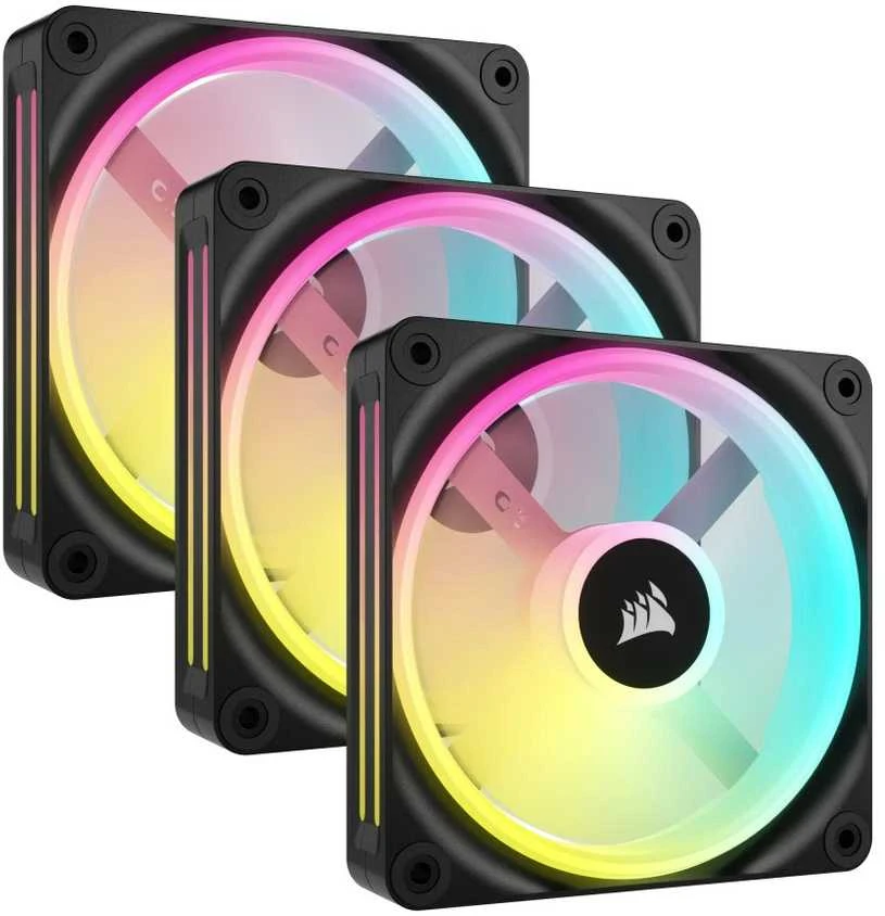 Corsair iCUE LINK QX120 RGB Series, PWM korpuso ventiliatorius, 3er Pack su RGB valdikliu- 120mm, juodos spalvos, Starter Kit