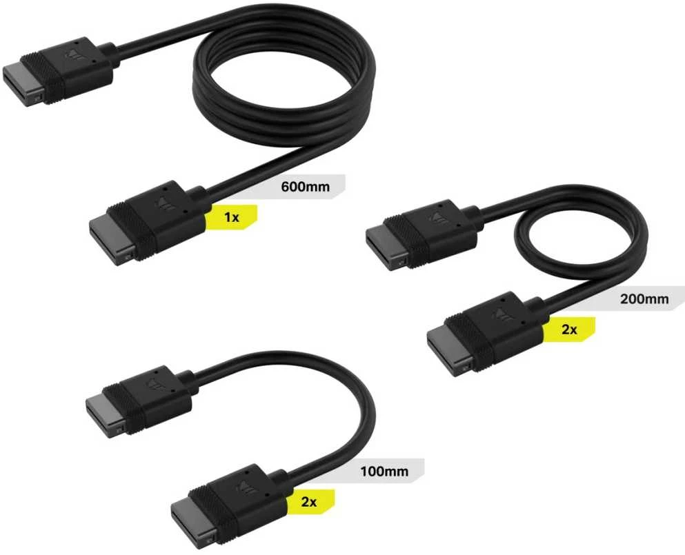 „Corsair iCUE LINK“ kabelių rinkinys su jungtimis – juodas