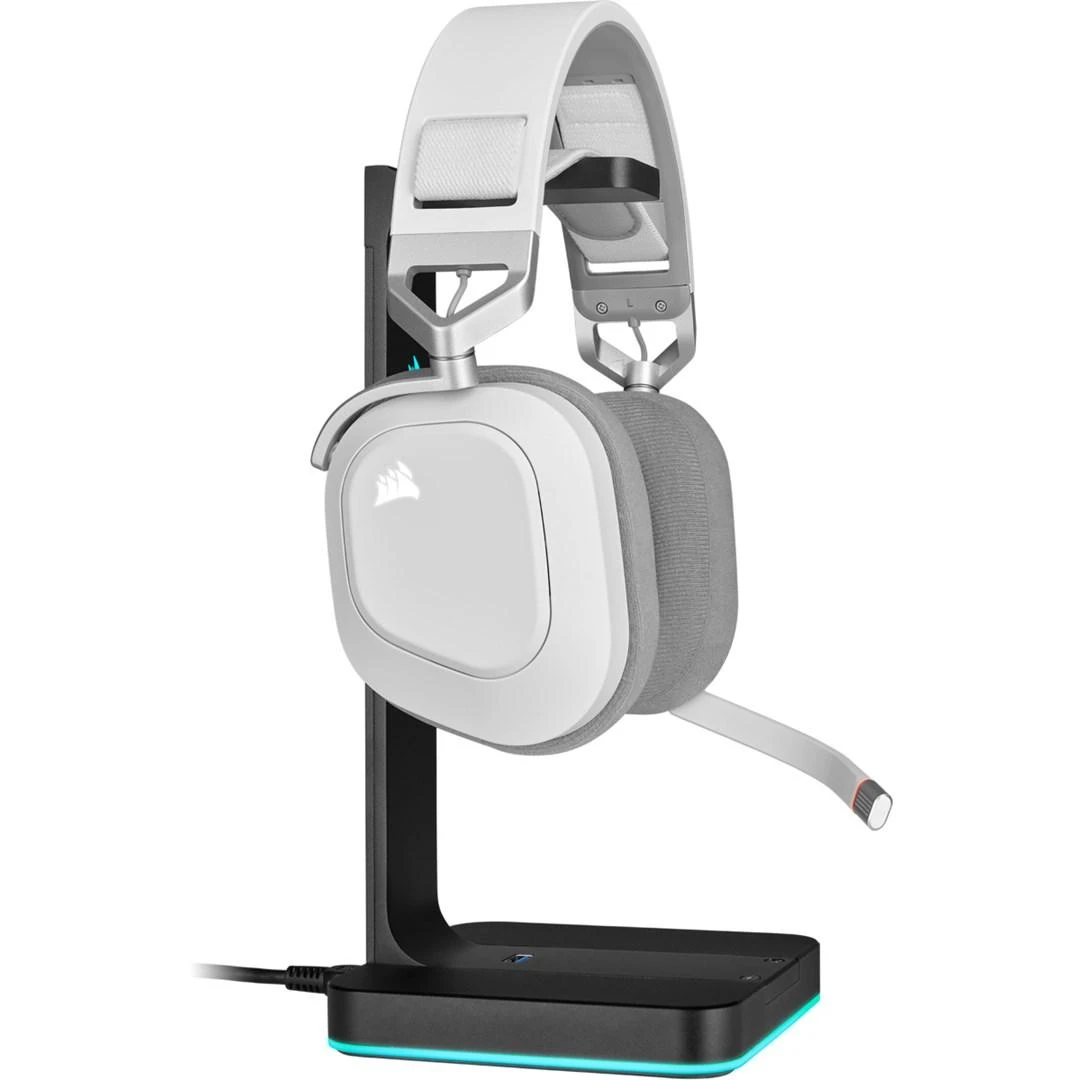 Corsair Ausinės Žaidimams HS80 RGB Su mikrofonu, Baltos, Over-Ear, Belaidės