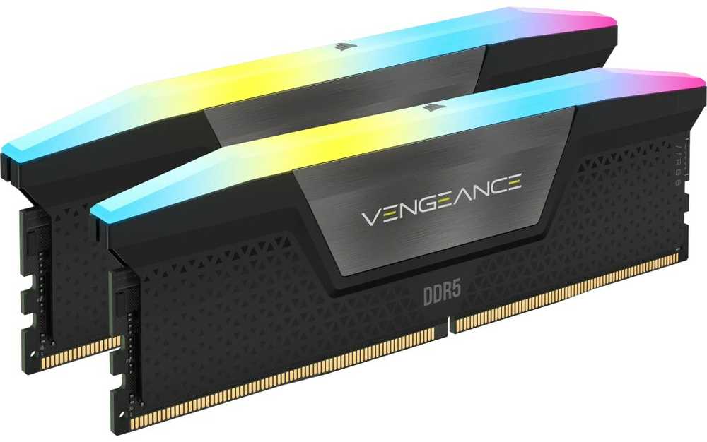 RAM CORSAIR VENGEANCE RGB 64GB 2x32GB DDR5 6000MT/s DIMM Be buferio 30-36-36-76 Std PMIC XMP 3.0 Juodas Heatspreader RGB LED 1.4V