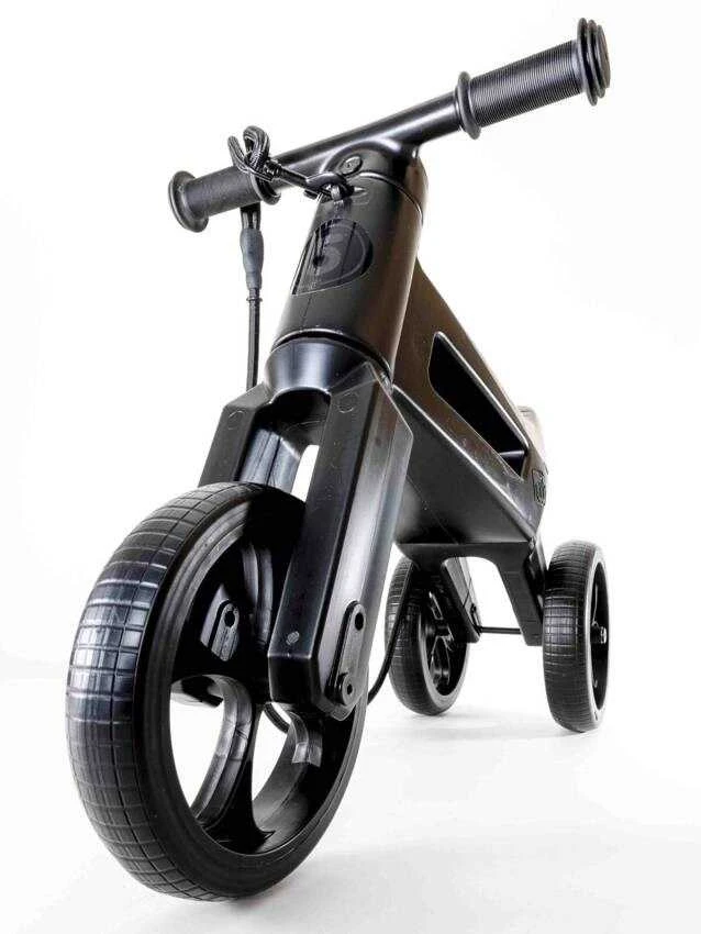 Funny Wheels Rider juodas vaikiškas dviratis iš apačios