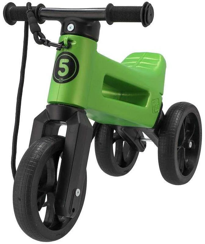 Žalias Funny Wheels Rider balansinis dviratukas su numeriu 5