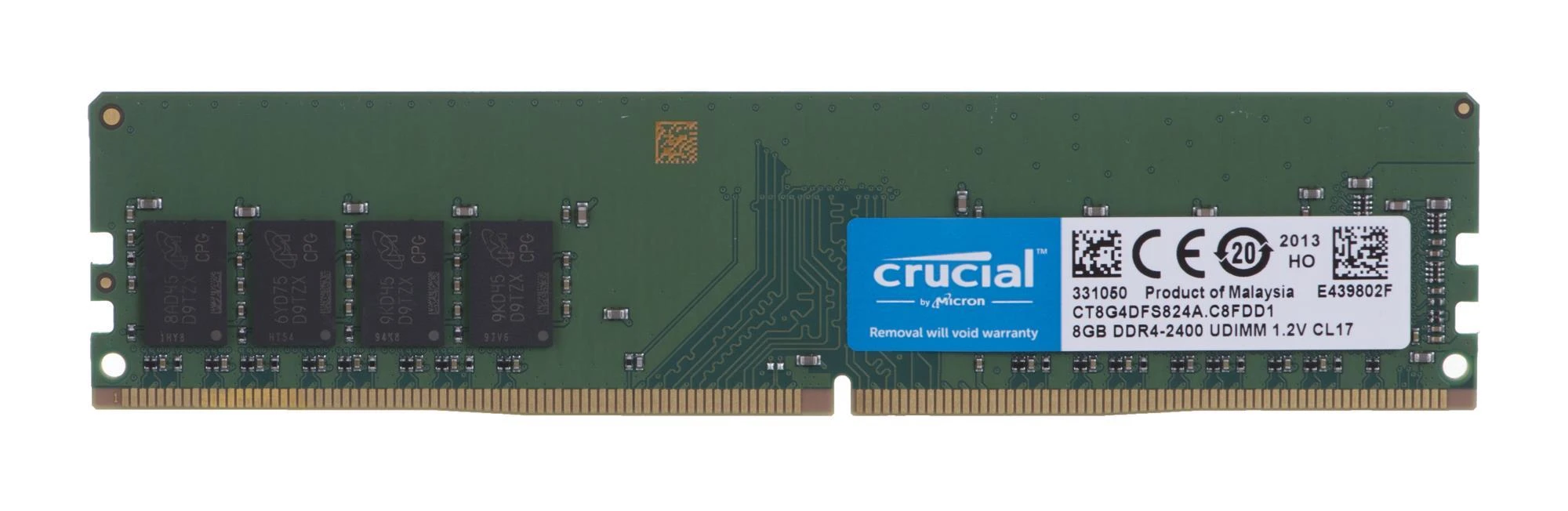 RAM „Crucial“ 8 GB, DDR4, 2400 MHz, kompiuteris / serveris, registracijos numeris, ECC Nr.